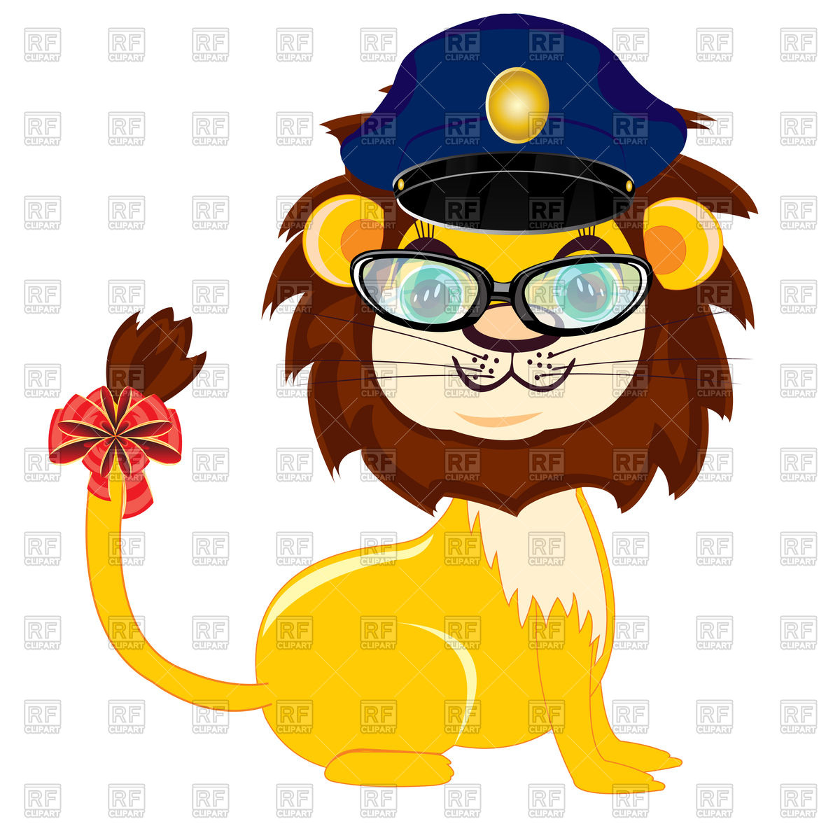 1200x1200 Cartoon Lion In Police Peaked Cap And Glasses Vector Image