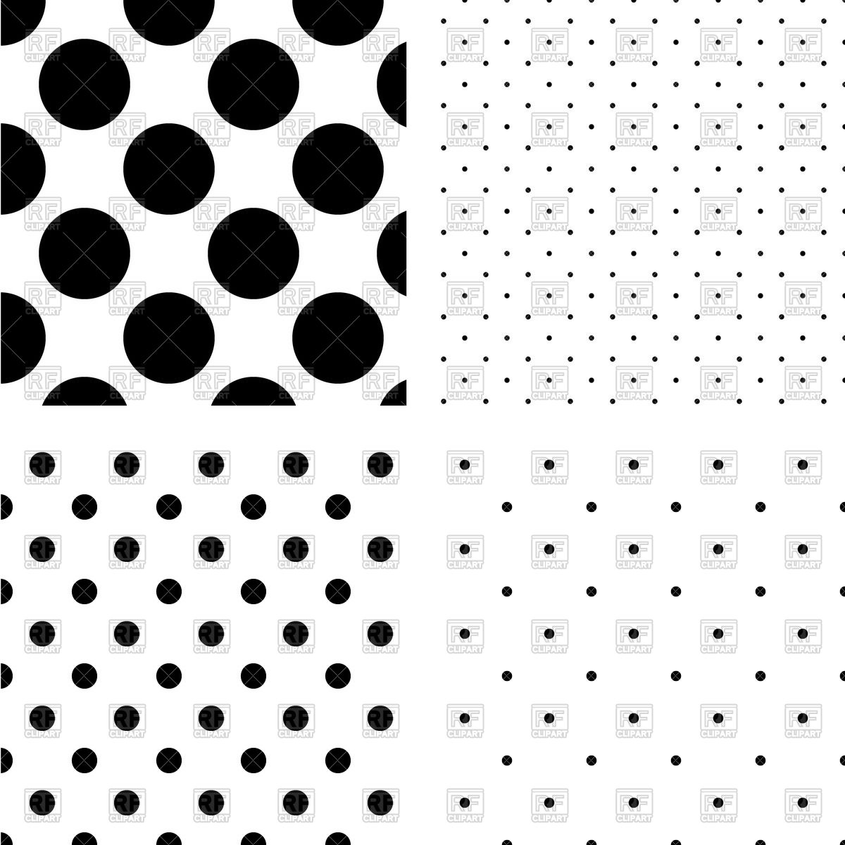 1200x1200 Black And White Polka Dot Seamless Patterns Vector Image Vector