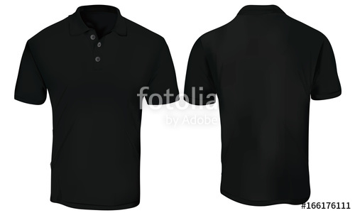 500x300 Vector Illustration Of Blank Black Polo T Shirt Template, Front
