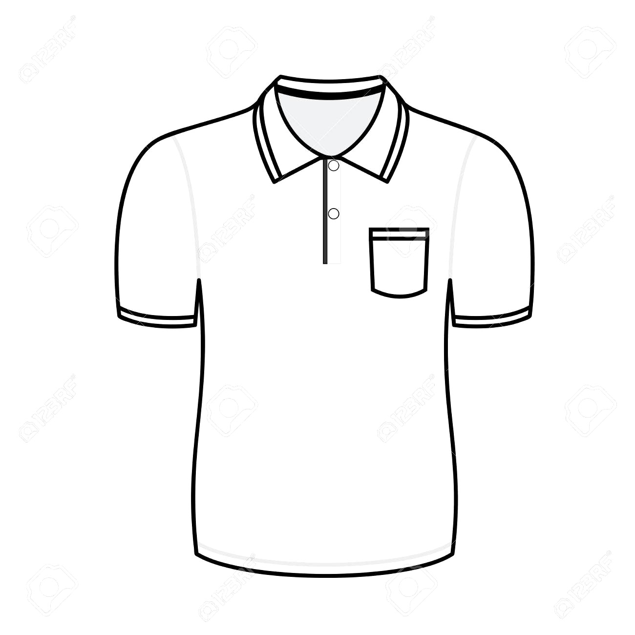 1300x1300 Polo Shirt Outline Vector On White Background Royalty Free