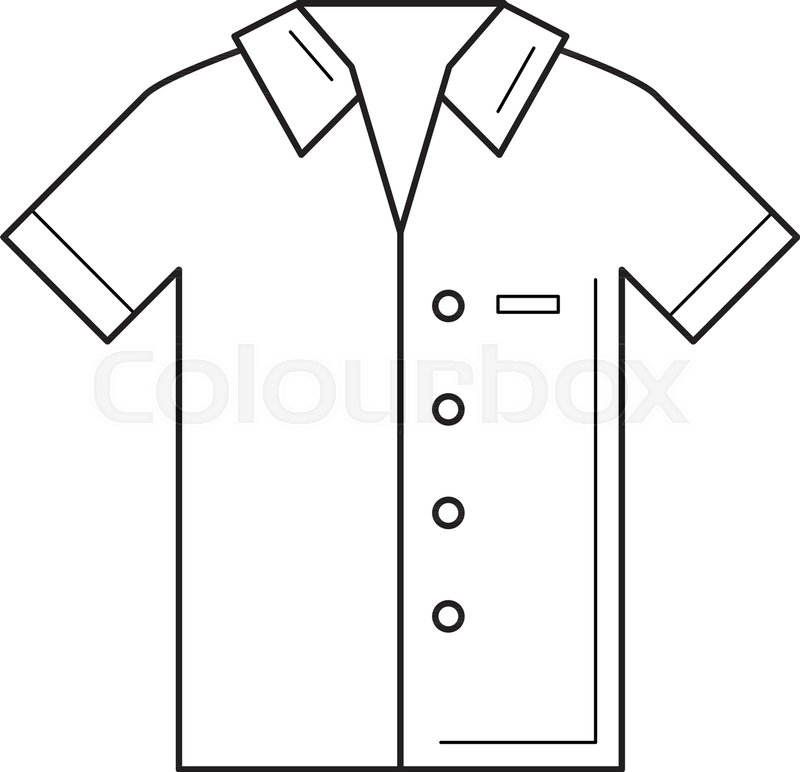 800x772 Polo Shirt Vector Line Icon Isolated On White Background. Short