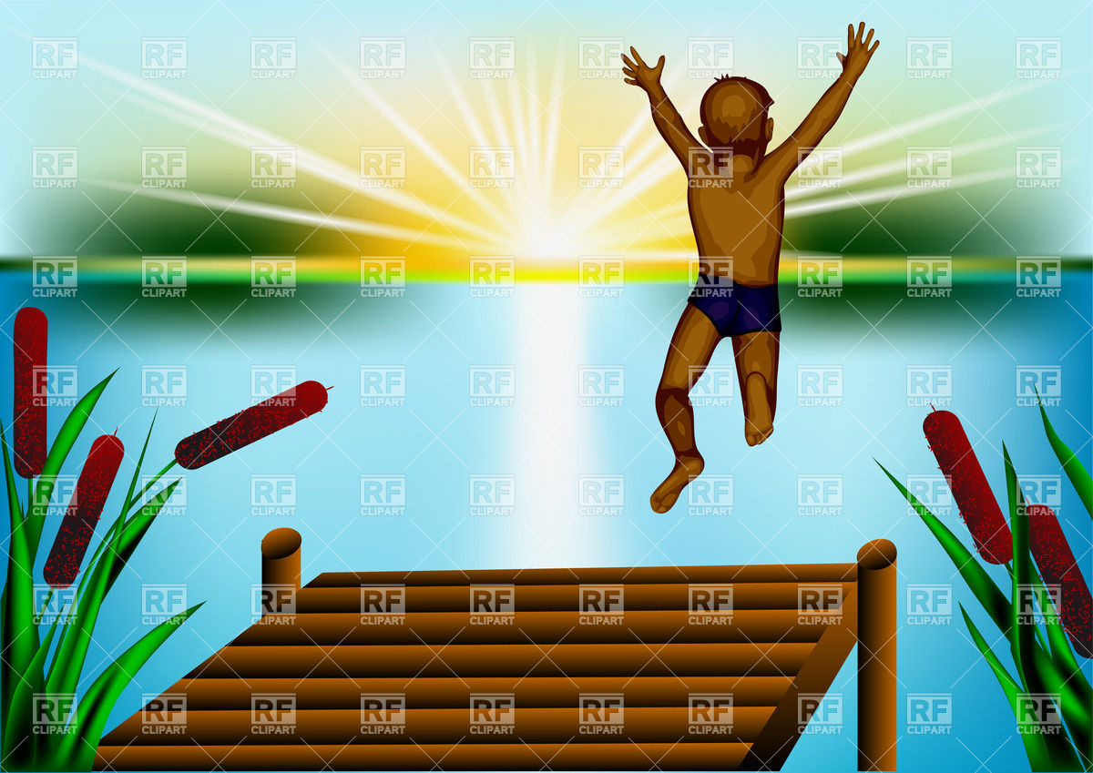 1200x849 Boy Jumping In Blue Pond Vector Image Vector Artwork Of People