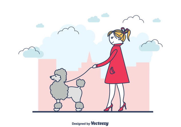 632x443 Girl And A Poodle Vector Free Vector Download 440697 Cannypic