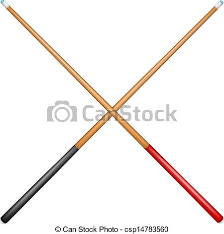 450x469 Two Crossed Billiard Cues In Retro Design On White Background.