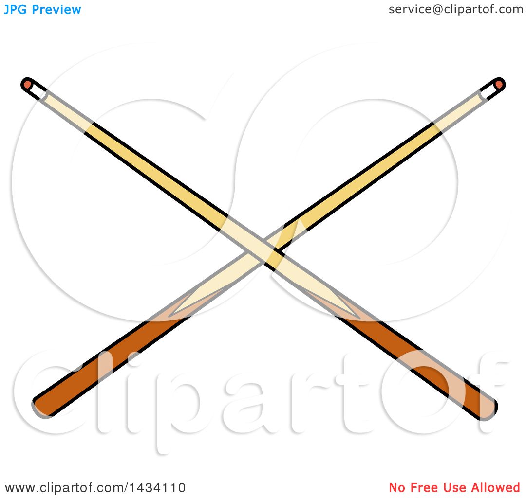 1080x1024 Clipart Of Cartoon Crossed Billiards Pool Cue Stick