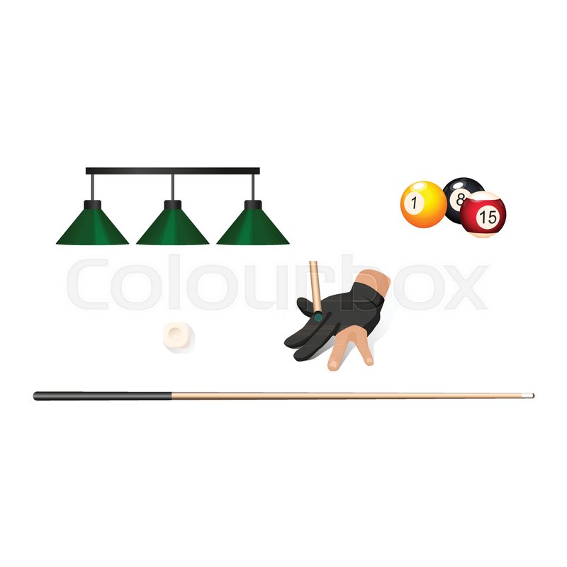 800x800 Vector Flat Cartoon Billiard Snooker, Pool Equipment Objects Set