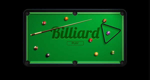 600x323 Pool Table With Billiard Vector Material 01 Free Download