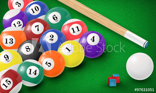 500x298 Billiard Balls In A Pool Table. Vector Illustration