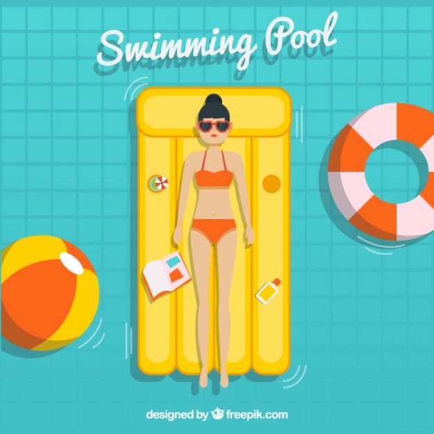 626x626 Relaxed Girl In A Swimming Pool Vector Free Download