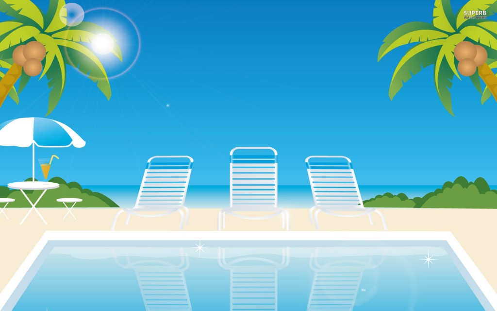 1024x640 Summer Beach Swimming Pool Vector Design Wallpaper