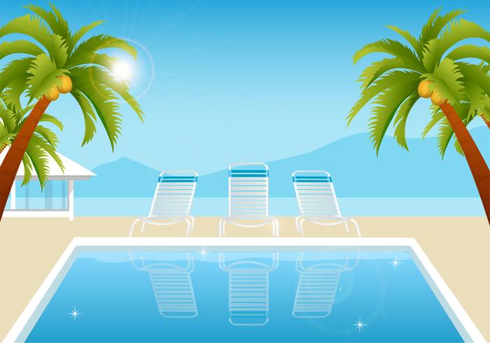 700x490 Tropical Summer Pool Vector Wallpaper