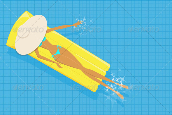 590x393 Woman Sunbathing In The Pool