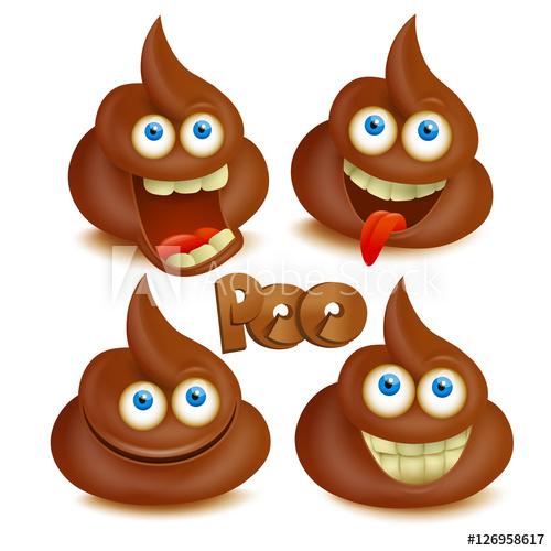 500x500 Set Of Vector Poop Emoji Icons. Isolated Over White