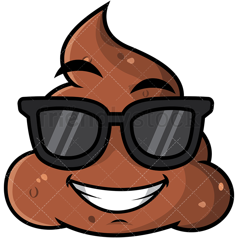 800x800 Cool Poop Wearing Sunglasses Emoji Cartoon Vector Clipart