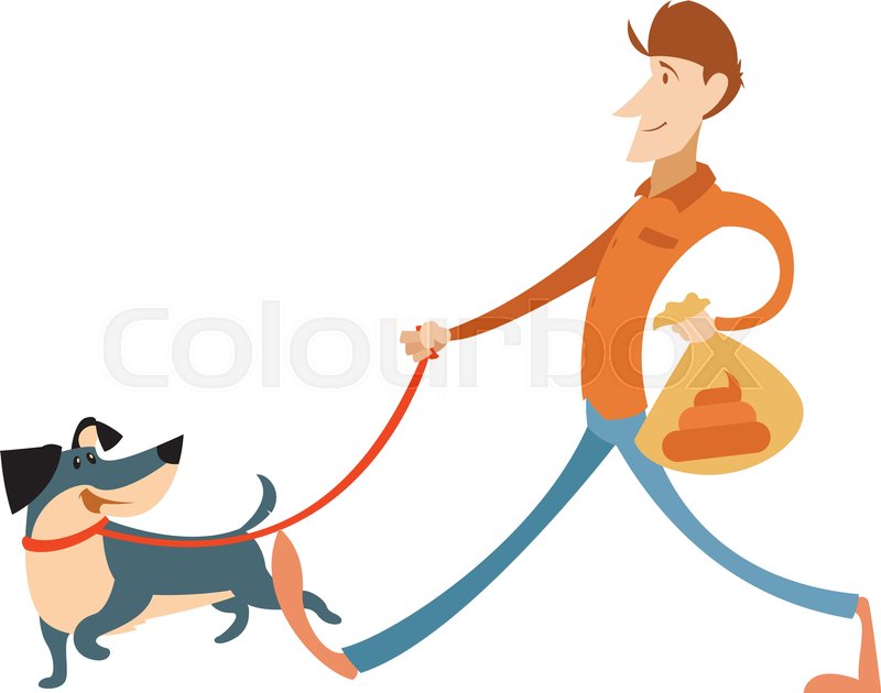 800x630 Vector Image Of The Man With Its Dog And A Bag For Gogs Poop