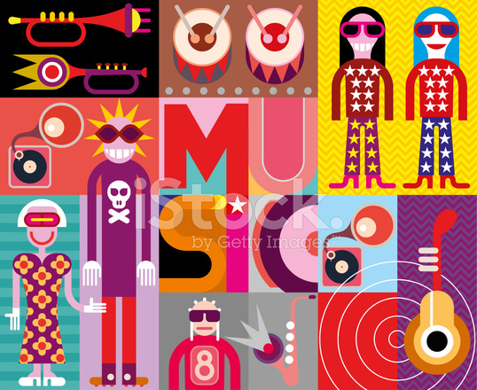 538x440 Music Pop Art Vector Illustration Stock Vector