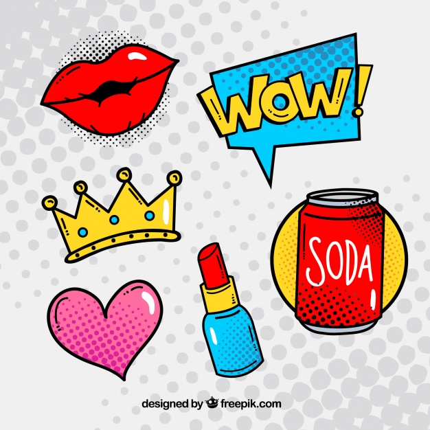 626x626 Pop Art Pack Of Hand Drawn Stickers Vector Free Download