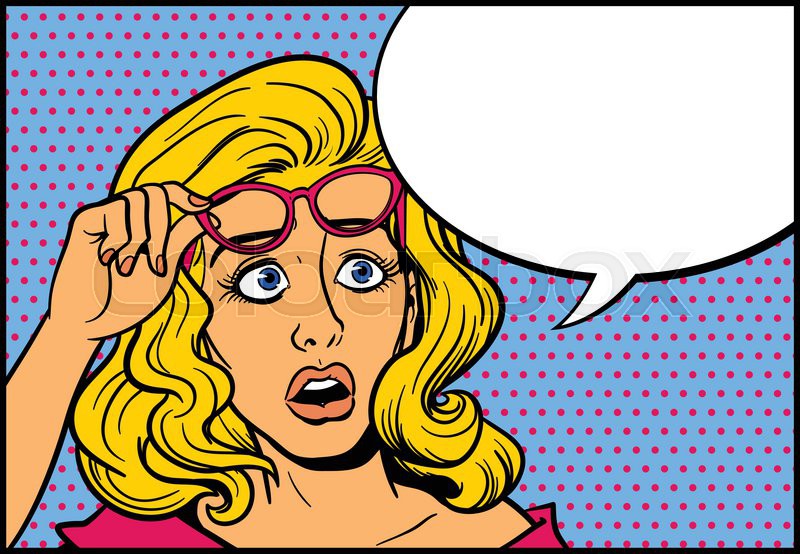 800x554 Scared Retro Woman Pop Art. Vector Illustration. Woman, Polka Dots