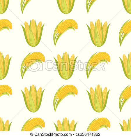 450x470 Corn Begetable Cobs Vector Illustration Seamless Pattern. Healthy