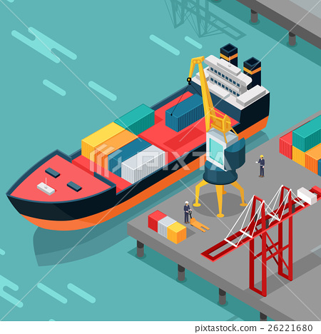 450x468 Cargo Port Vector Concept In Isometric Projection