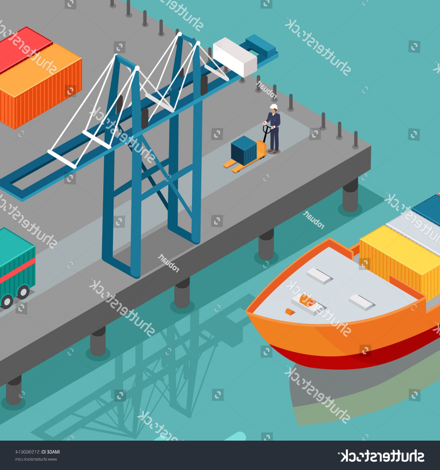 1800x1920 Cargo Port Vector Illustration Isometric Projection Orangiausa