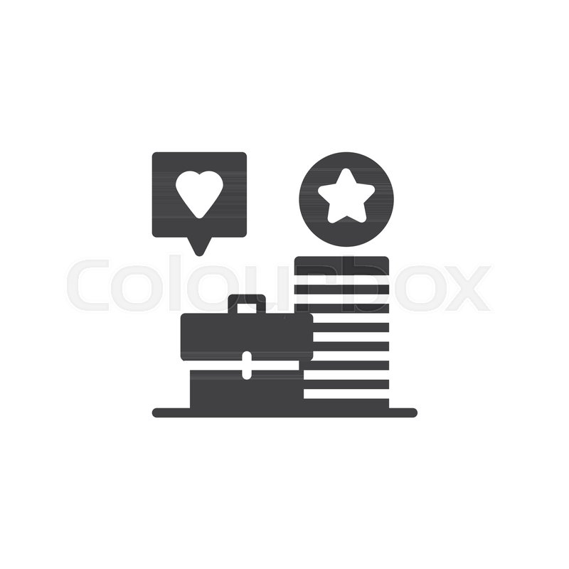 800x800 Work Portfolio Icon Vector, Filled Flat Sign, Solid Pictogram