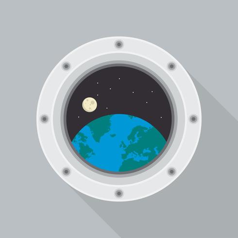 490x490 Round Spaceship Porthole With Earth View Vector