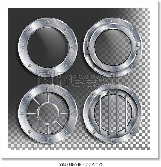 561x581 Free Art Print Of Silver Porthole Vector. Round Metal Window With