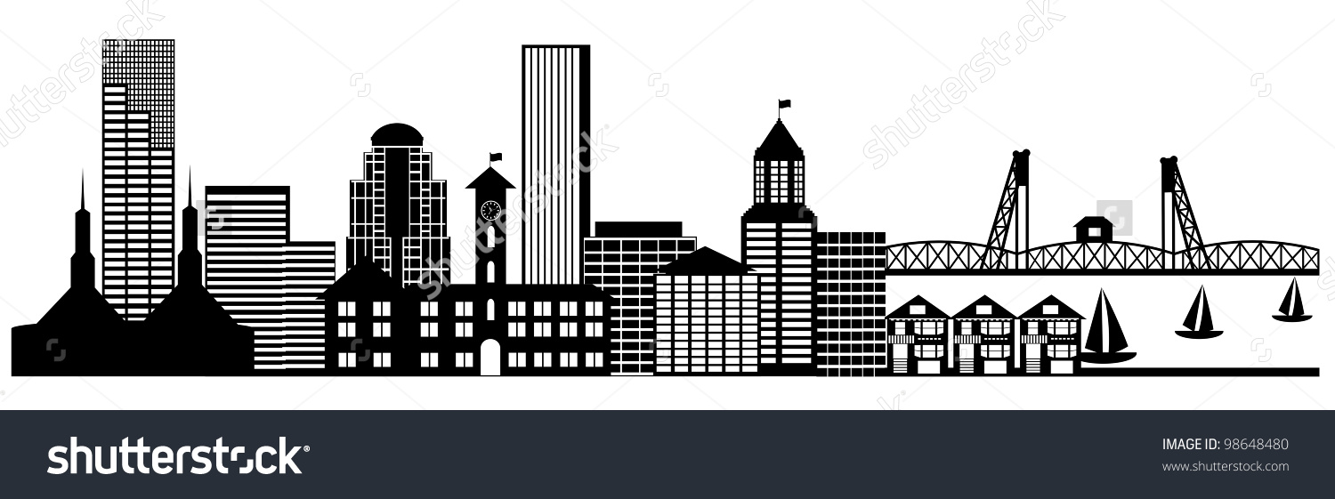 1500x561 Portland Skyline Clipart