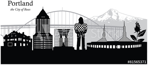 500x219 Vector Illustration Of Portland Oregon Skyline Cityscape