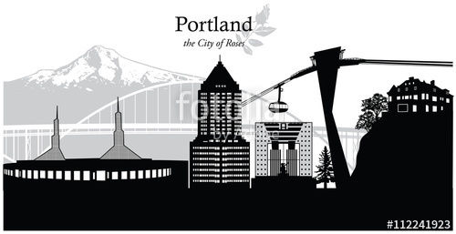 500x257 Vector Illustration Of The Skyline Cityscape Of Portland, Oregon