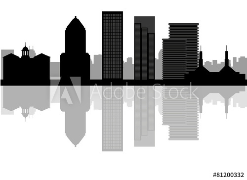500x364 Portland, Oregon Skyline. Detailed Vector Silhouette