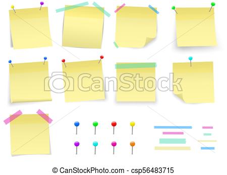 450x347 Creative Vector Illustration Of Post Note Papers Sticker Pin