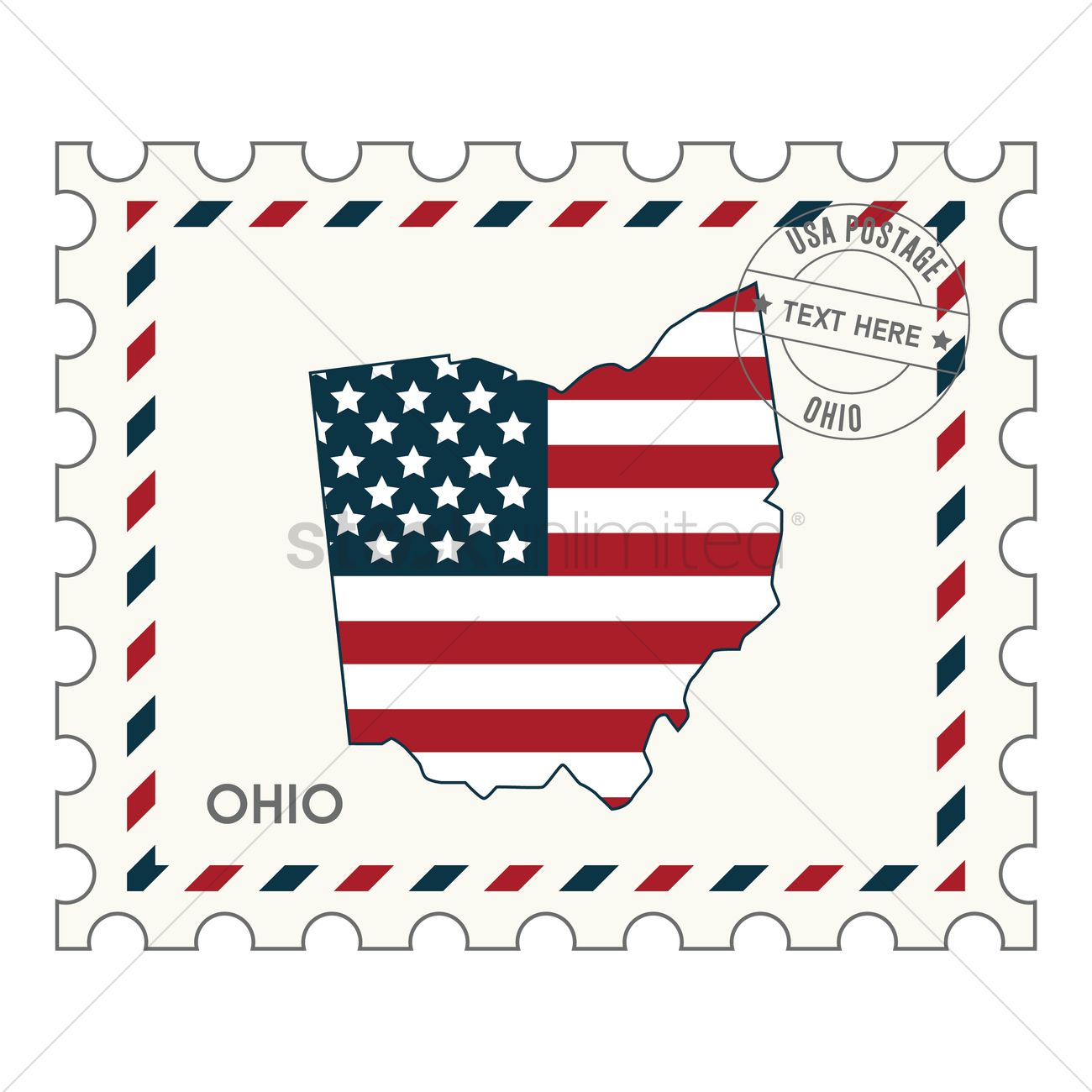 1300x1300 Ohio Postage Stamp Vector Image