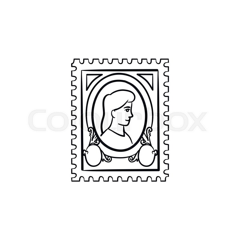 800x800 Philately Hand Drawn Outline Doodle Icon. Postage Stamp Vector