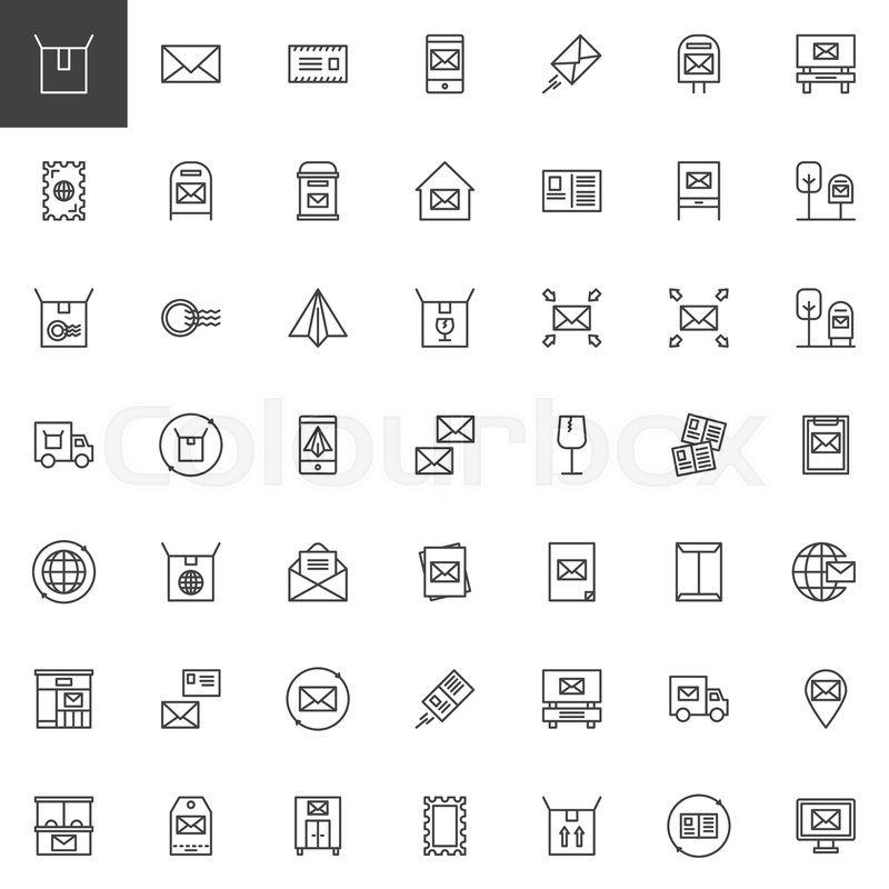 800x800 Post Outline Icons Set. Linear Style Symbols Collection, Line