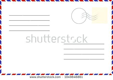 450x320 Vintage Postcard Old Template Retro Airmail Envelope With Stamp