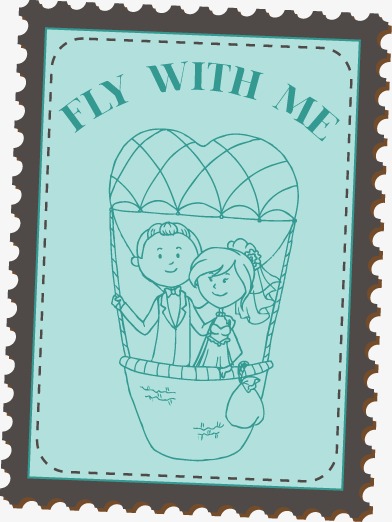 392x522 Vintage Postcard Stamps Vector Wedding, Wedding Clipart, Retro