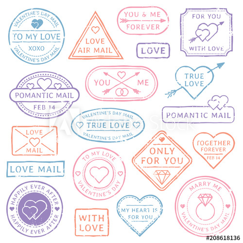 500x500 Vintage Love Letter Postcard, Valentines Day Postmarks. Stamps