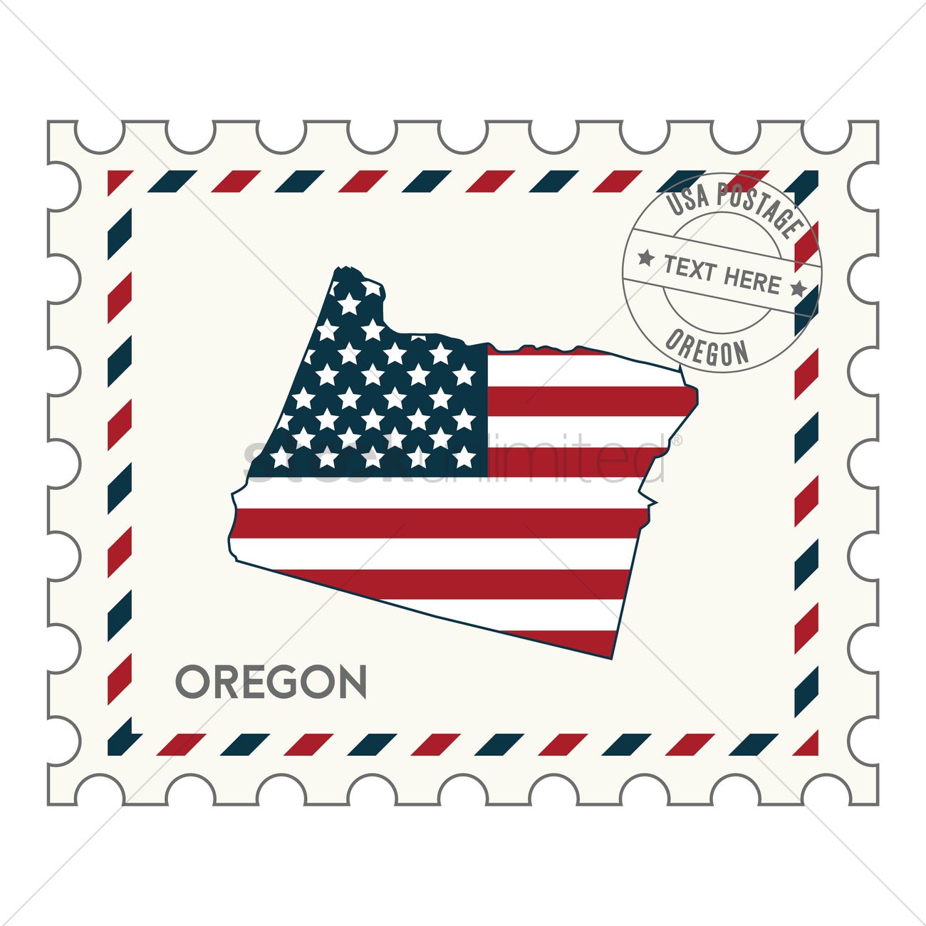 1300x1300 Oregon Postage Stamp Vector Image