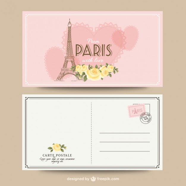 626x626 Paris Romantic Postcard Vector Free Download