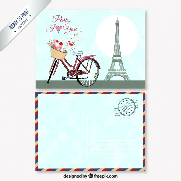 626x626 Retro Postcard Vector Premium Download Paris Template Free