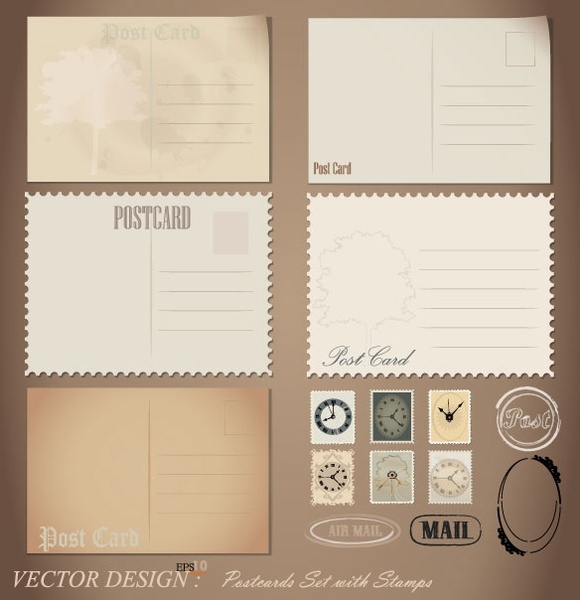 580x600 Retro Postcard 01 Vector Free Vector In Encapsulated Postscript