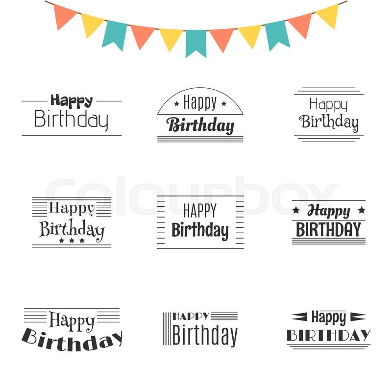 800x800 Set Of Happy Birthday Greeting Cards. Birthday Theme Labels