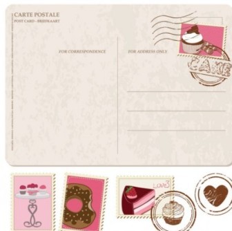 336x334 Classic Letter Postcard Vector Template