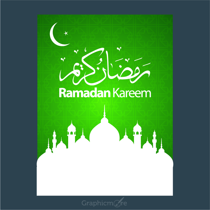801x801 Ramadan Kareem Green Poster Design Free Vector File