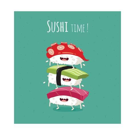 473x473 Sushi Time Poster. Vector Illustration. Prints By Serbinka