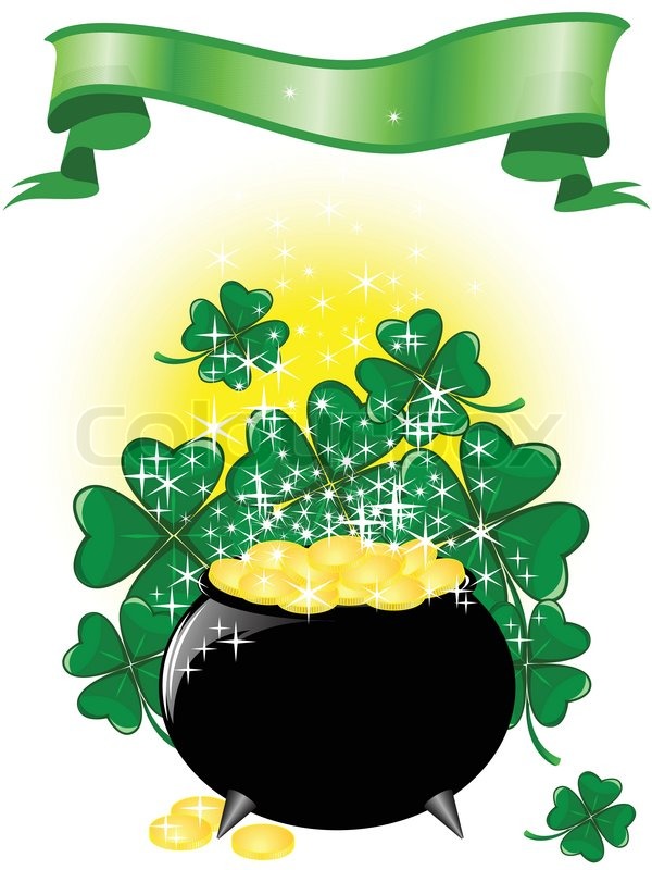 600x800 Leprechaun Pot Of Gold On A Shimmering Background With Clover And