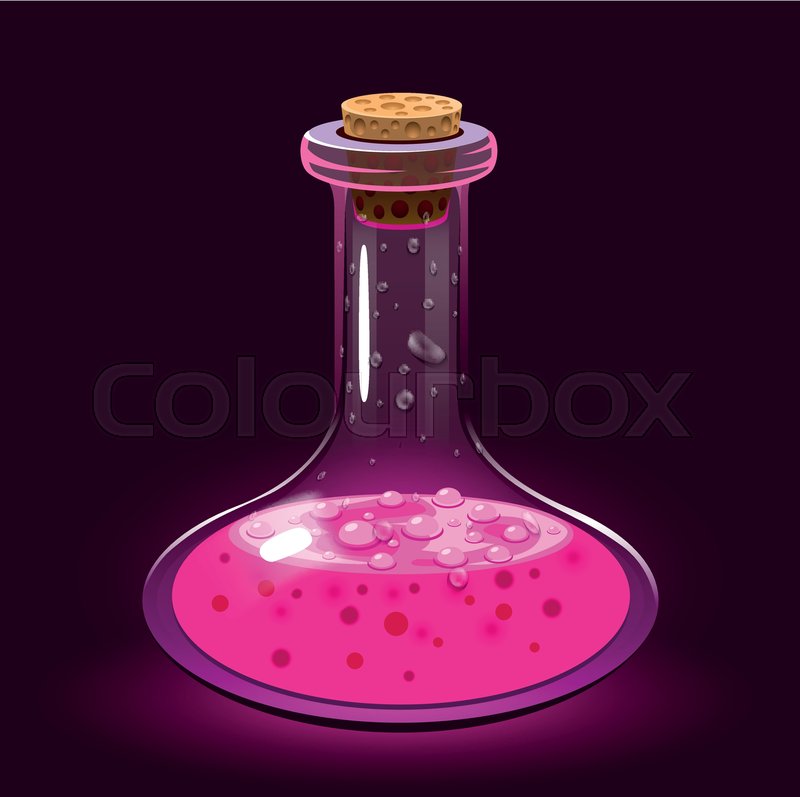 800x797 Chemistry Glass Bottle Filled With A Pink Liquid Potion. Love