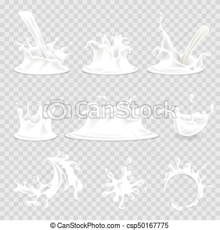 450x470 Milk Splash Pouring Drops Vector 3d Realistic Isolated Icons Set